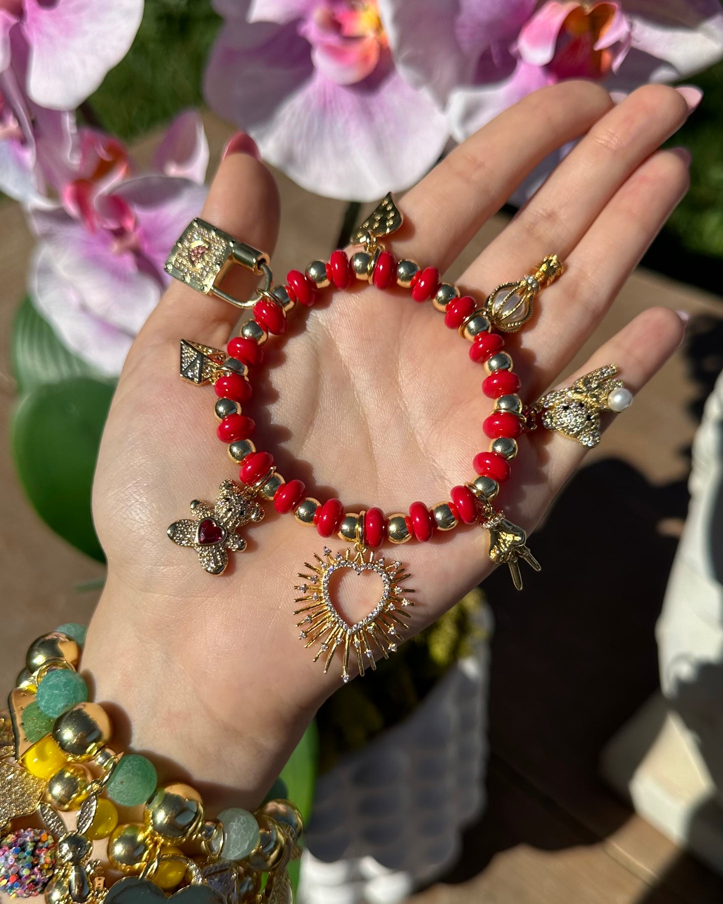 Charms Red Beaded Bracelet