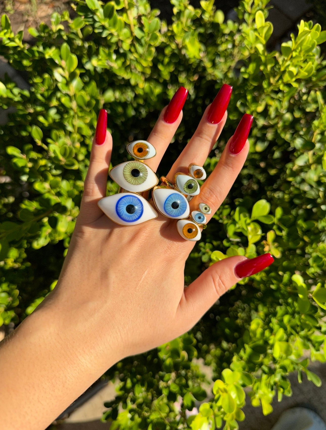 Realistic Glass Triple Eye Rings