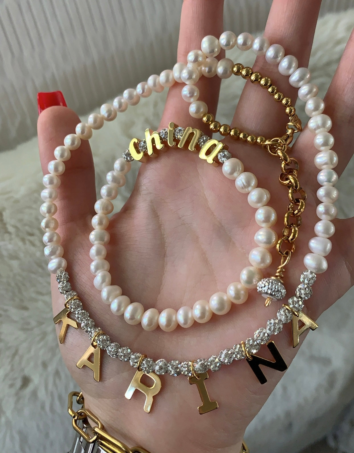 Diamonds & Pearls Personalized Necklace