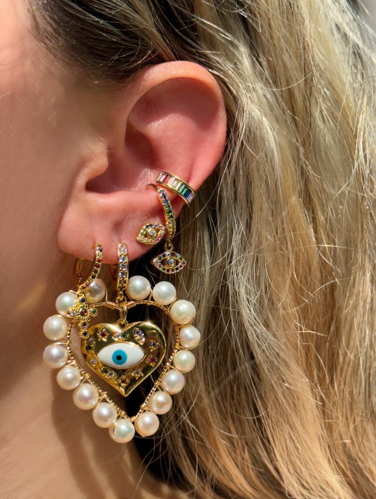 Sparkly Rainbow Eye Earrings