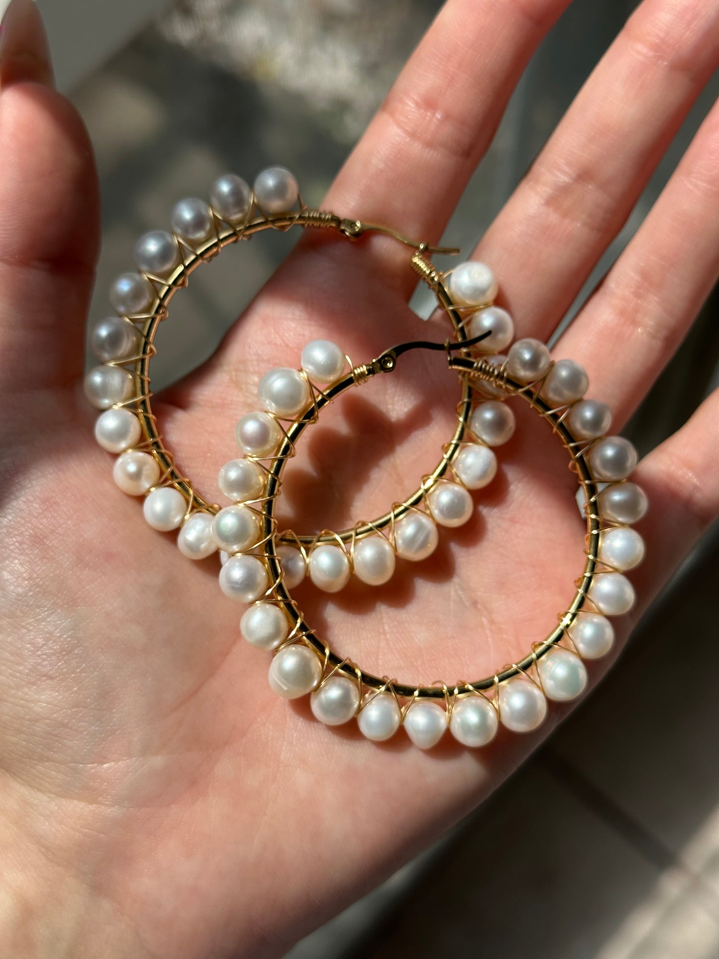 Freshwater Pearl Hoops