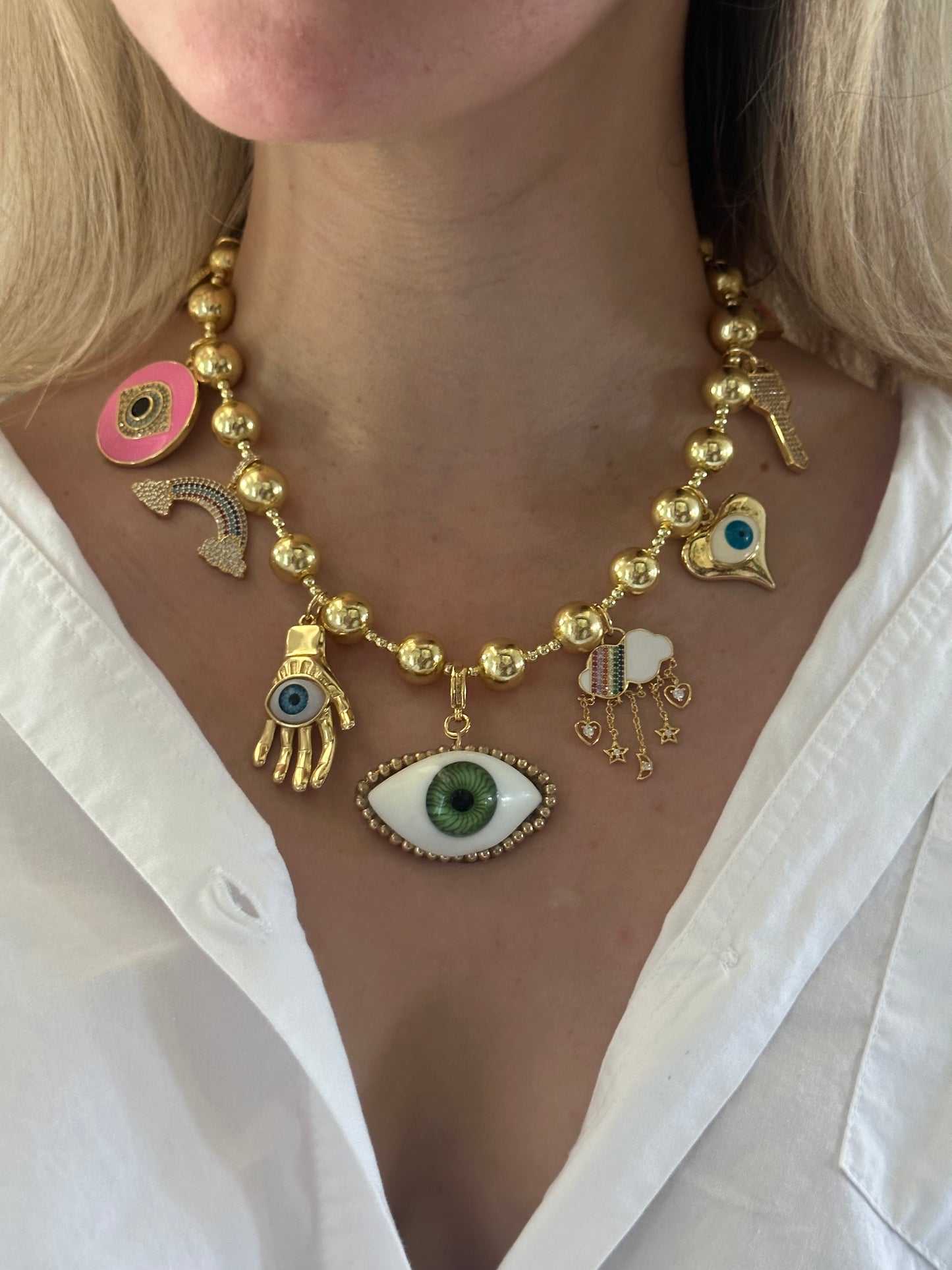 Lucky Charms Mega GREEN Eye Necklace