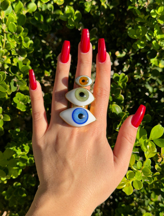 Realistic Glass Triple Eye Rings