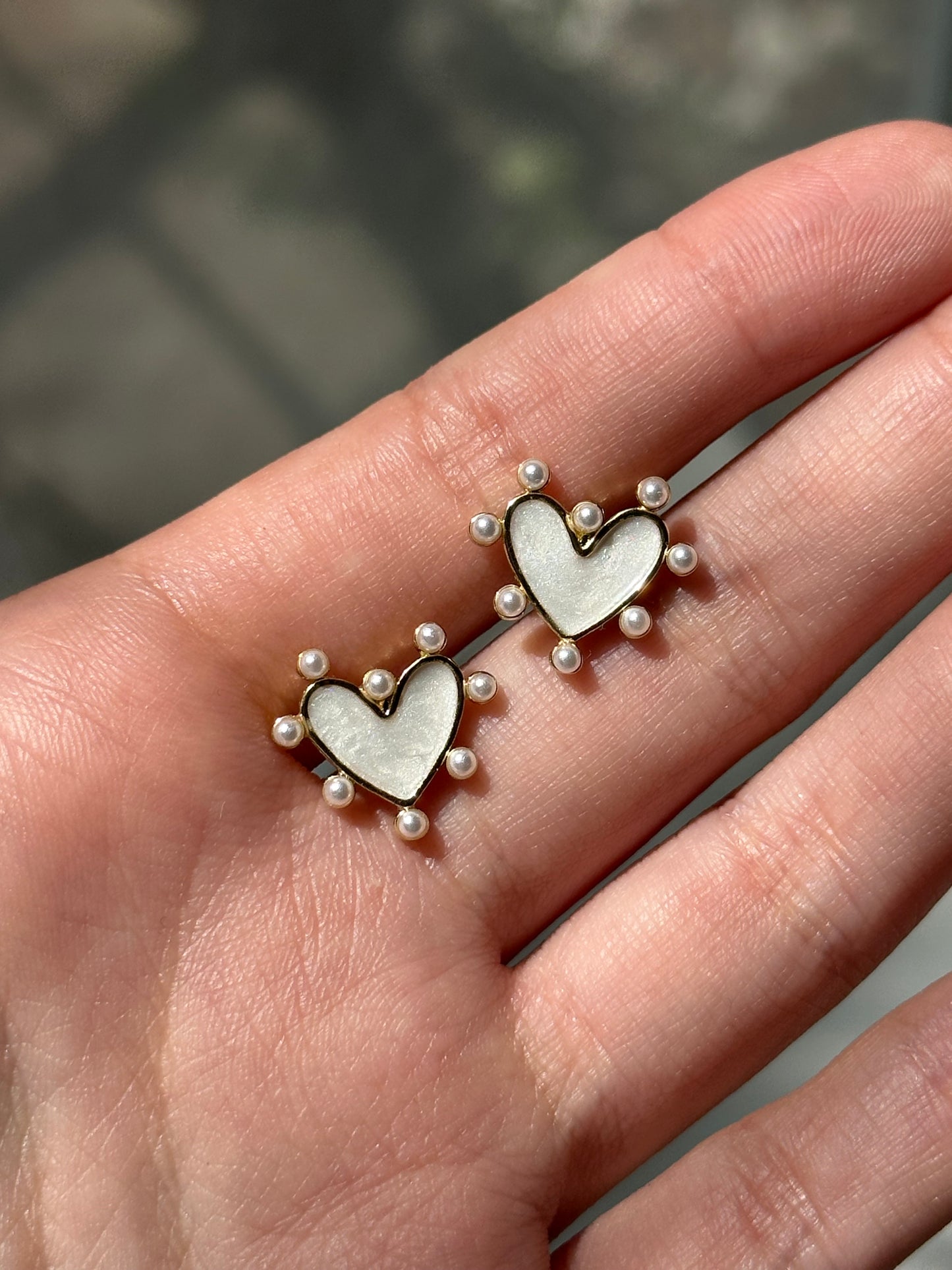 Pearl Heart Studs