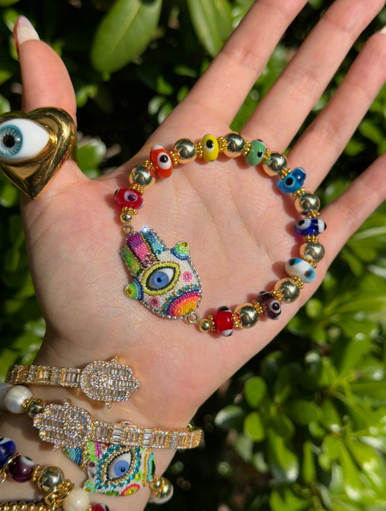 Rainbow Hamsa Eye Bracelet
