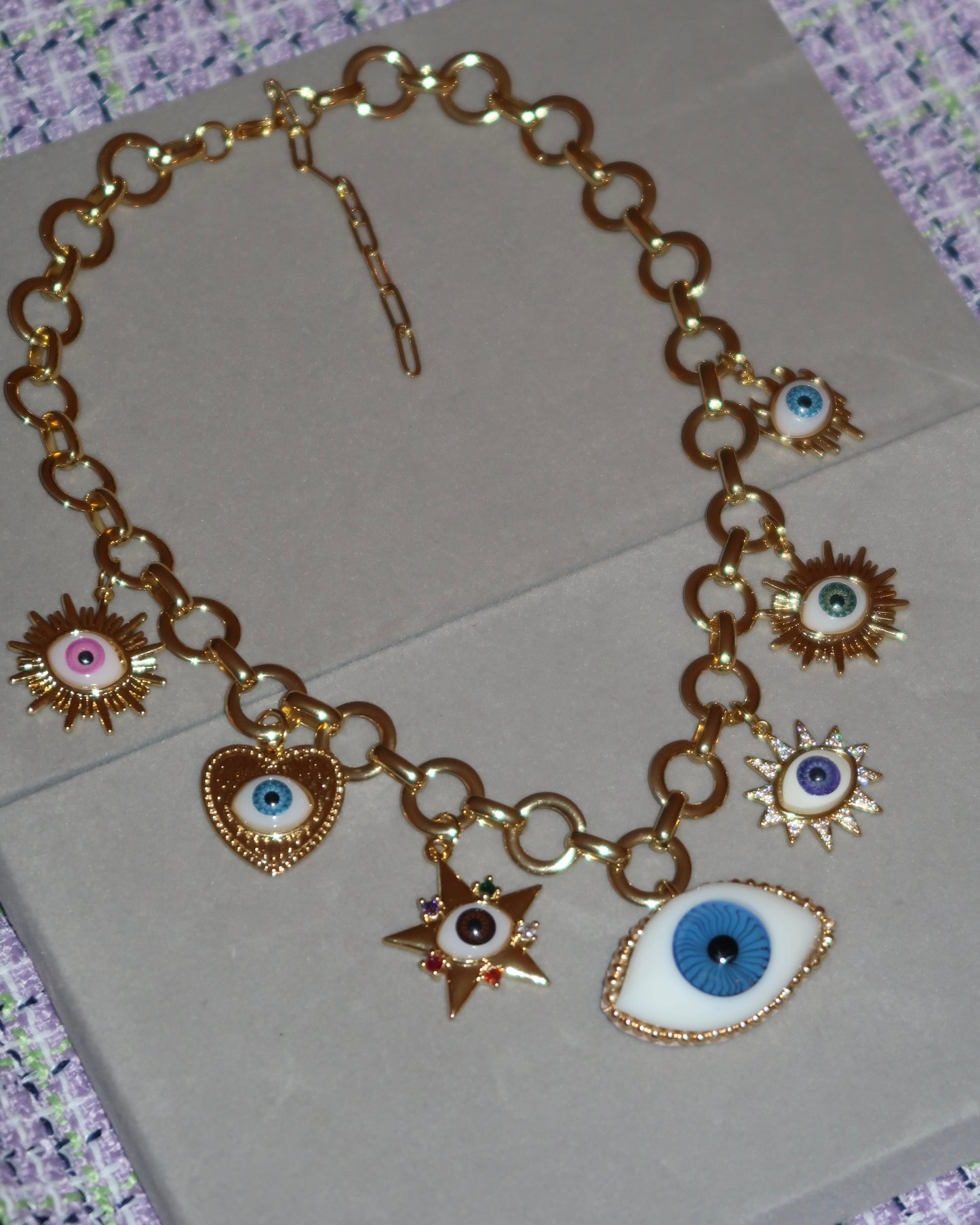 Chunky Multicolor Eyes Necklace