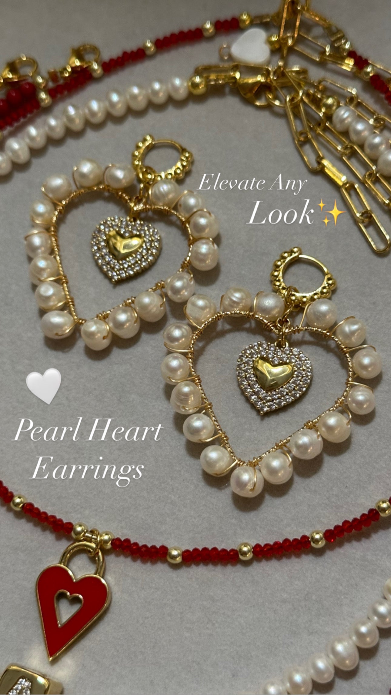 Pearl Heart Earrings