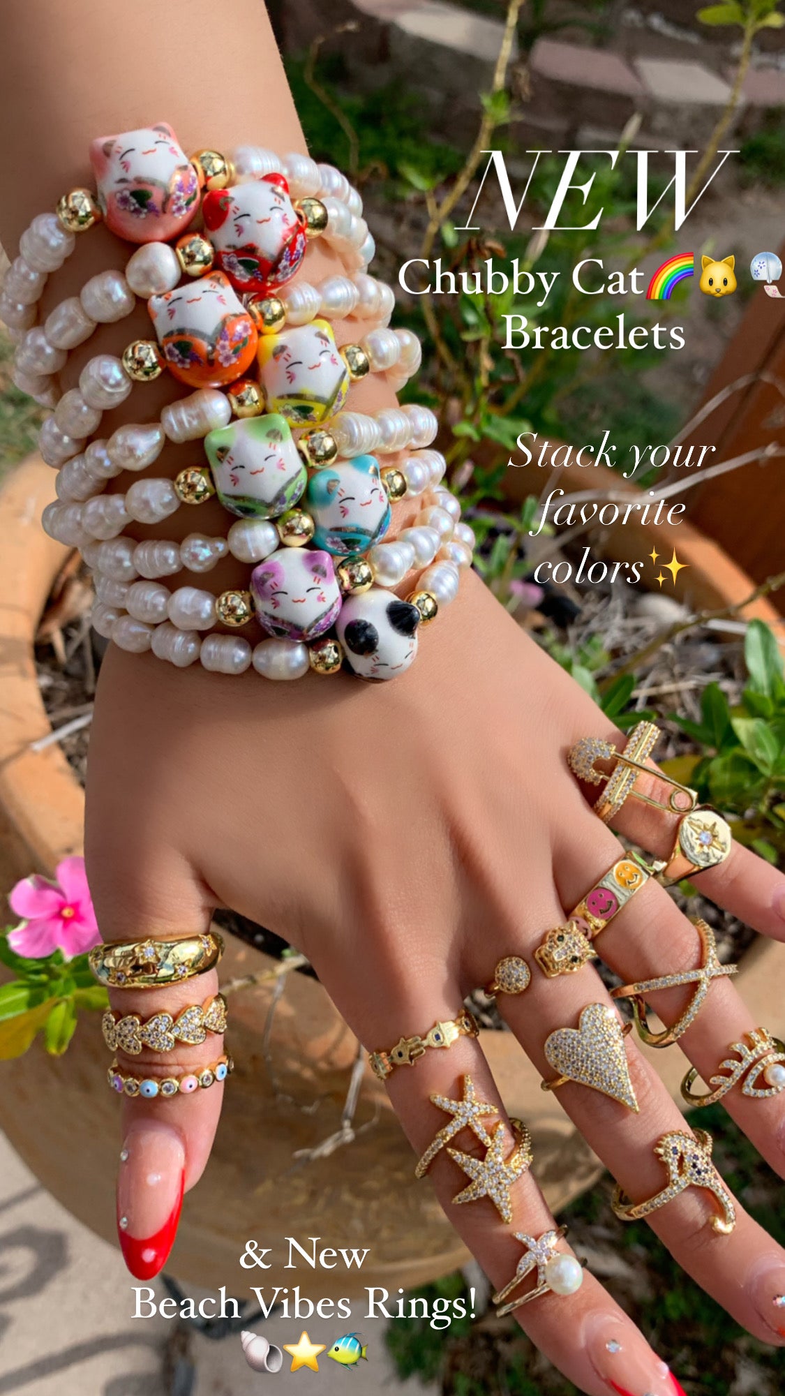 Lucky Cats Pearl Bracelets (Sold Separately)