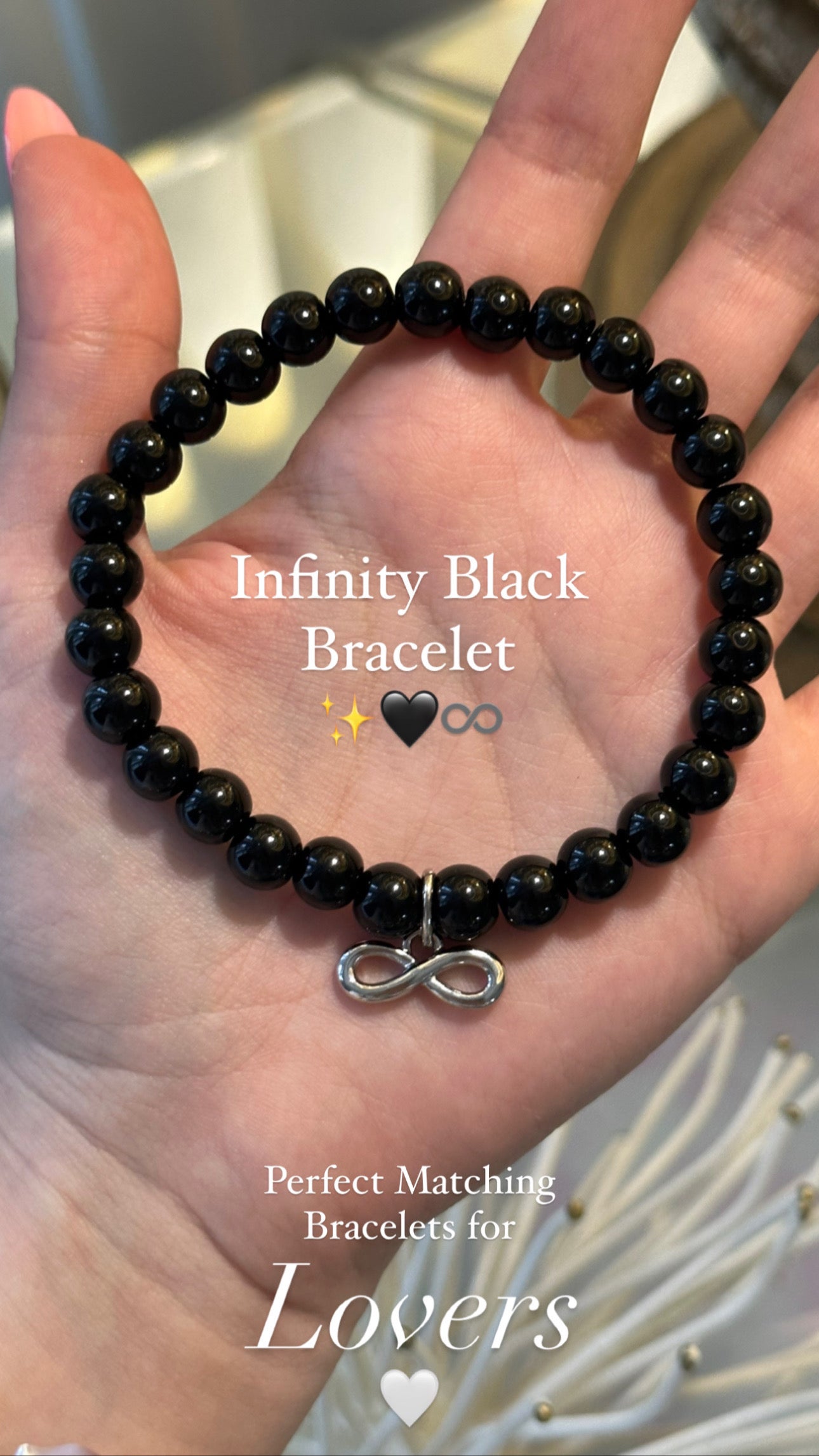 Infinty Black Agate Stones Bracelet
