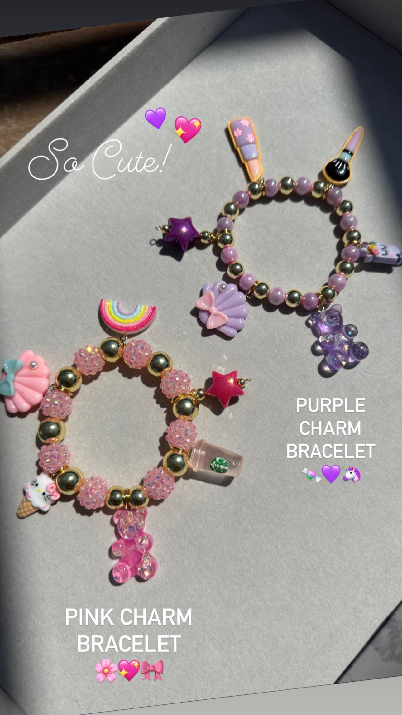 Pink & Purple Charms Bracelets (Sold Separately)