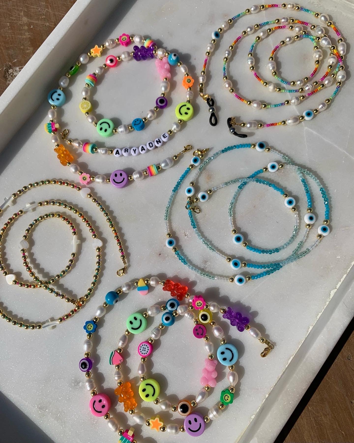 Rainbow & Pearl Sunglasses/Mask Chain