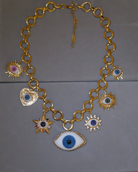 Chunky Multicolor Eyes Necklace