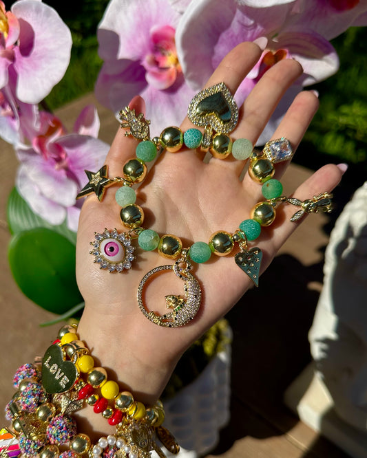 Turquoise & Gold Charm Bracelet