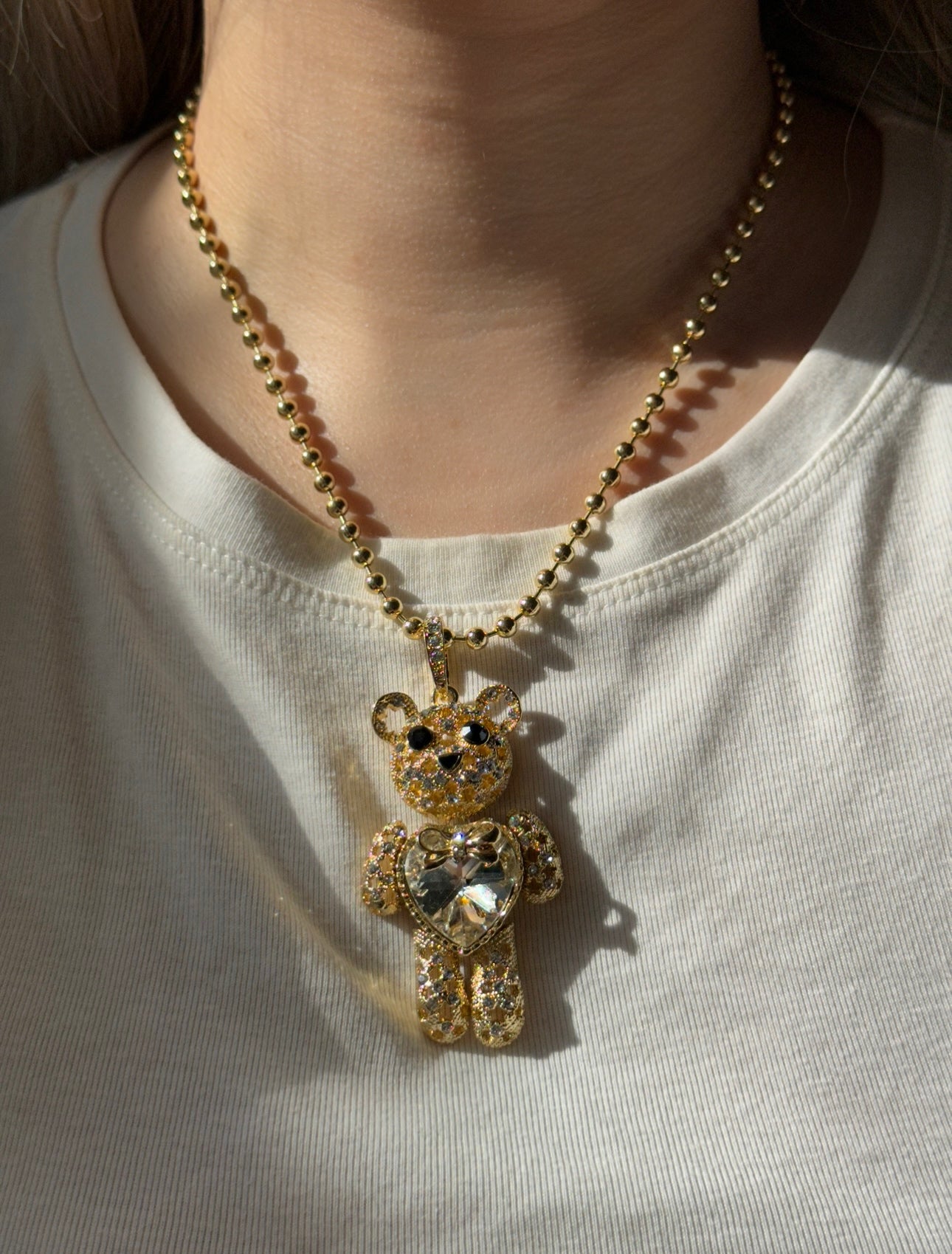 Sparkly Bear Chain Necklace