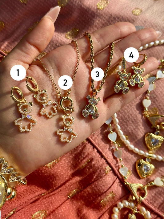 Bear Earrings & Necklaces (Sold Separately or as Set)