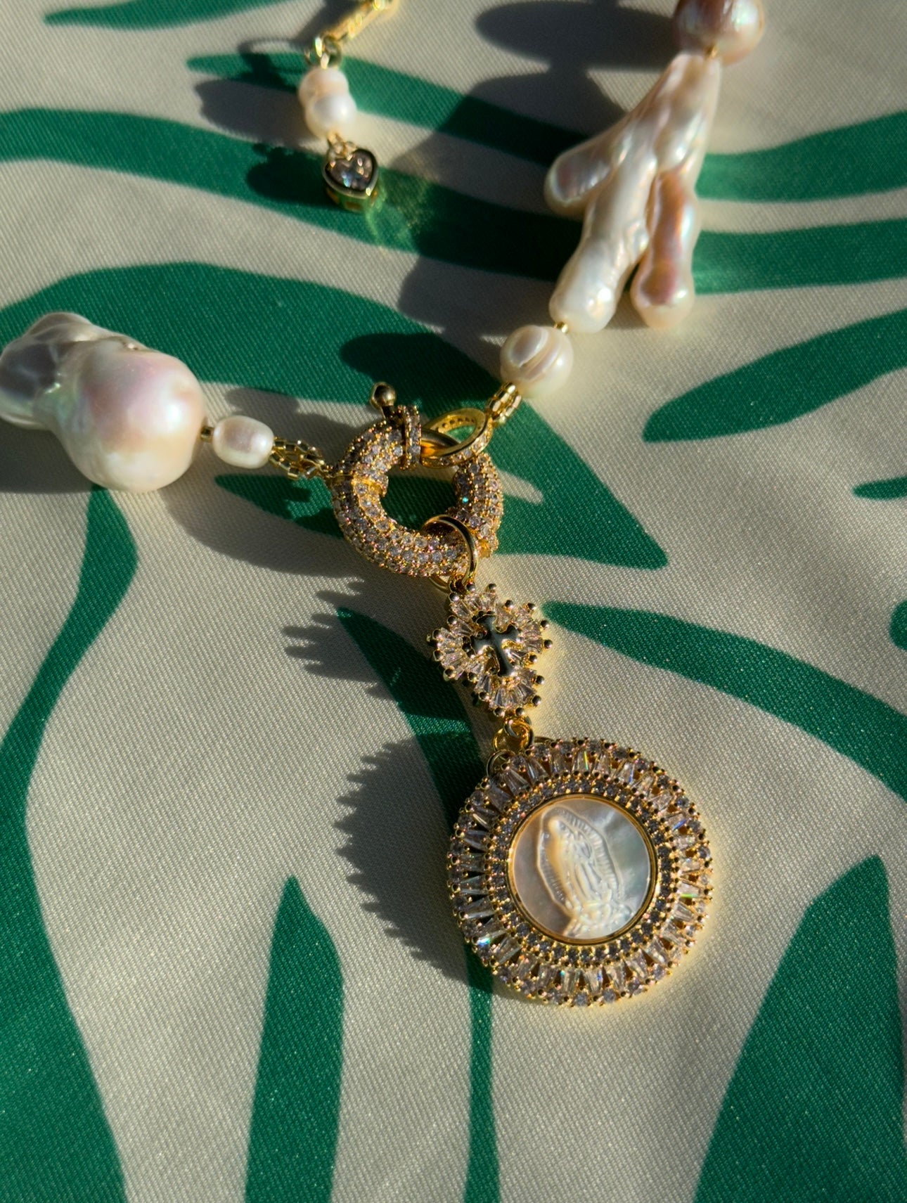 Baroque Pearls Virgen de Guadalupe Necklace