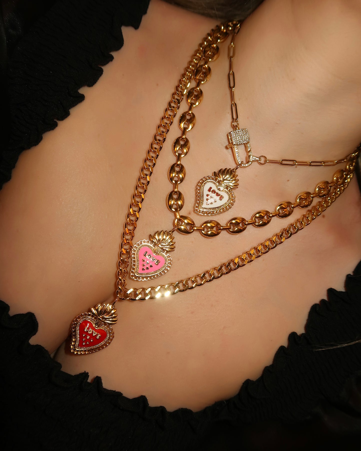 Sacred Heart Necklaces (Choose Style of Chain & Heart Color)