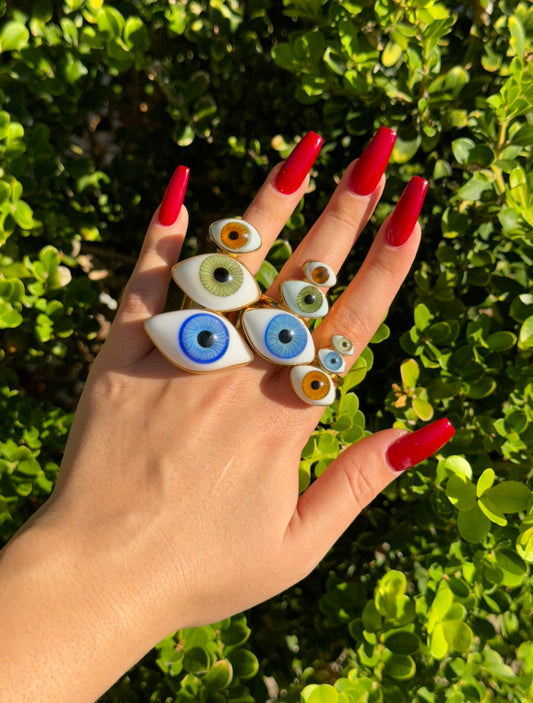 Realistic Glass Triple Eye Rings