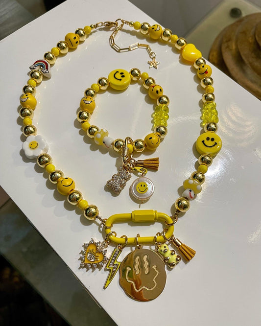 Yellow Happy Vibes Necklace & Bracelet (Sold Separately)