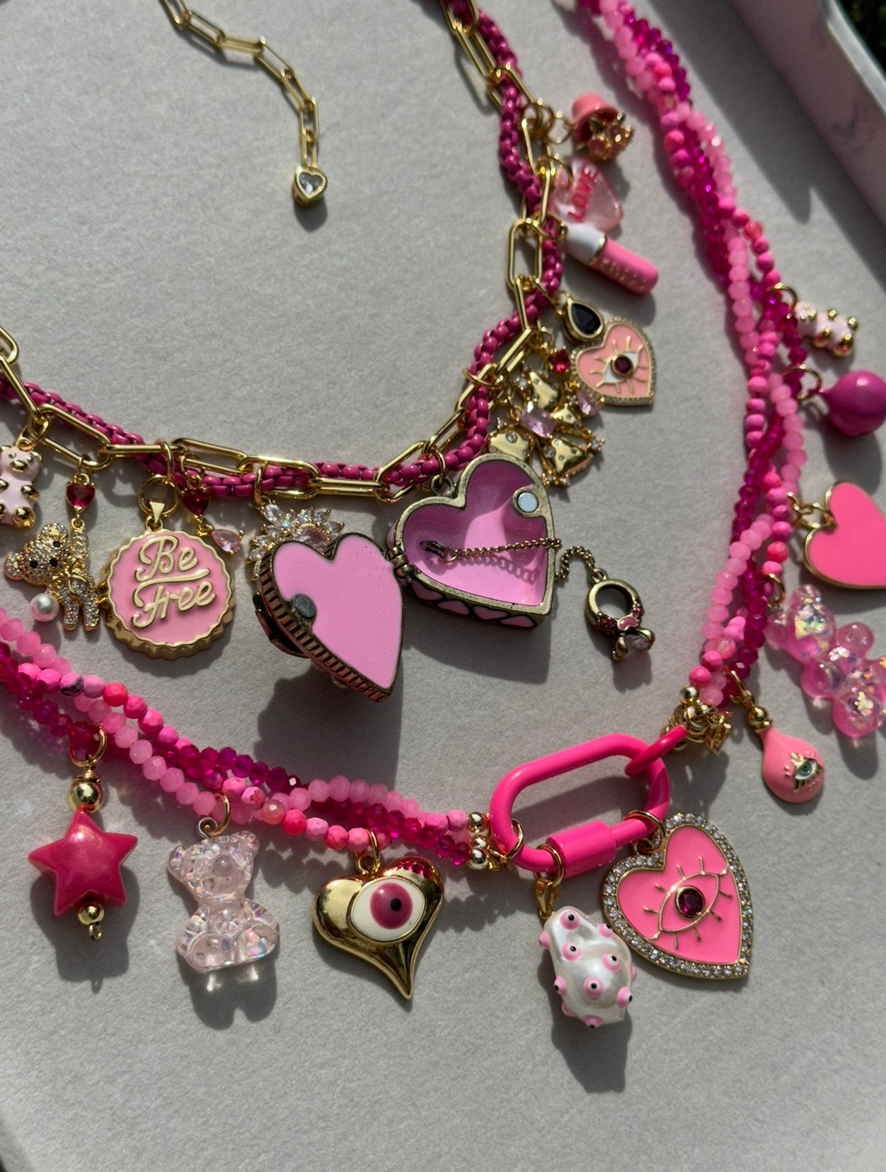 Pink Charm Necklaces