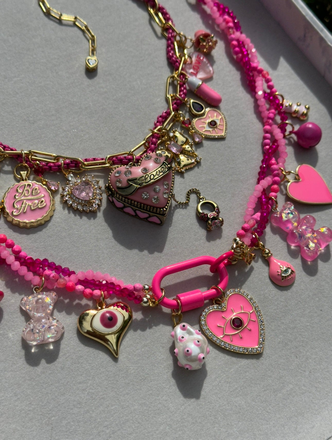 Pink Charm Necklaces