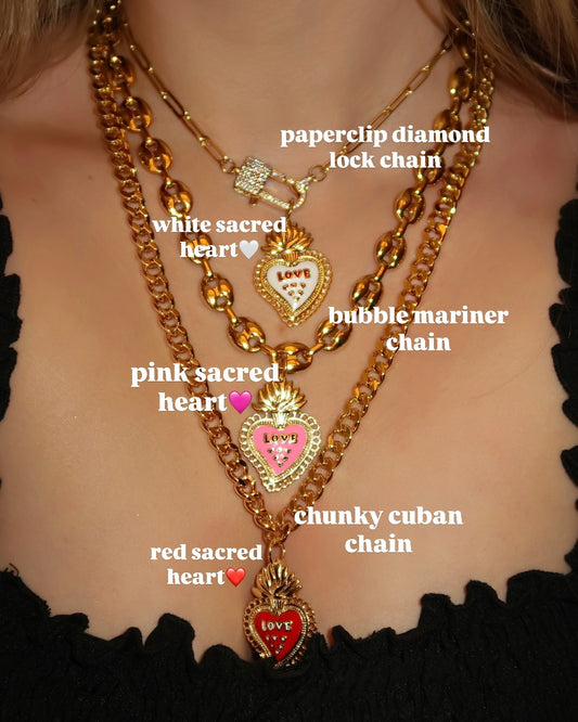 Sacred Heart Necklaces (Choose Style of Chain & Heart Color)