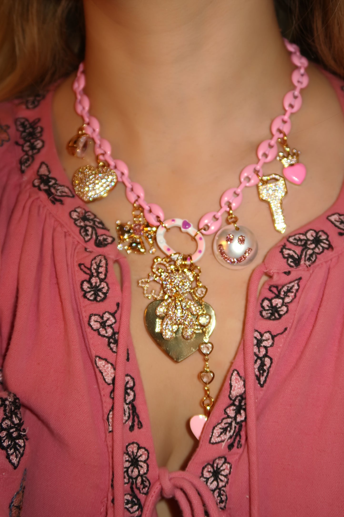 Cute Pink & Charms Necklace