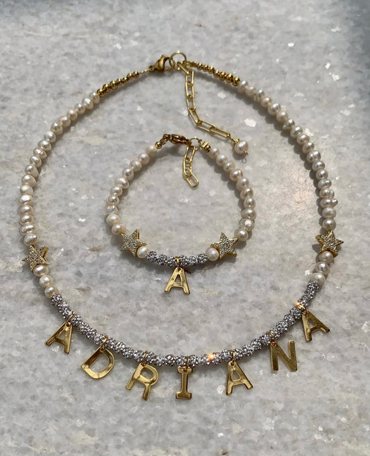 Diamonds Pearls & Stars Personalized Necklace (1 Necklace)