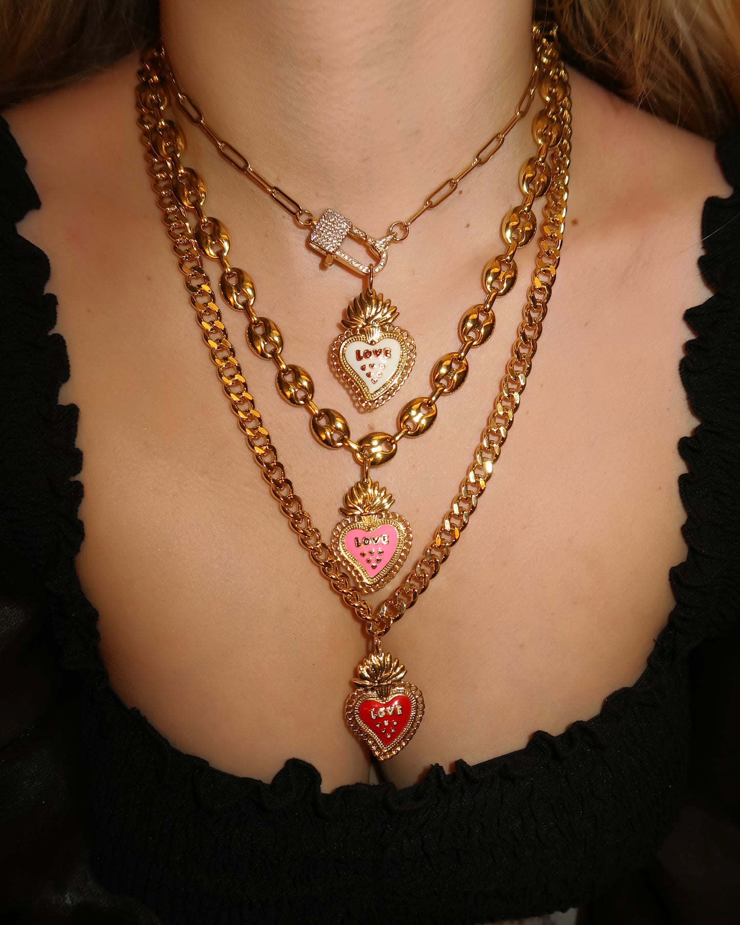 Sacred Heart Necklaces (Choose Style of Chain & Heart Color)