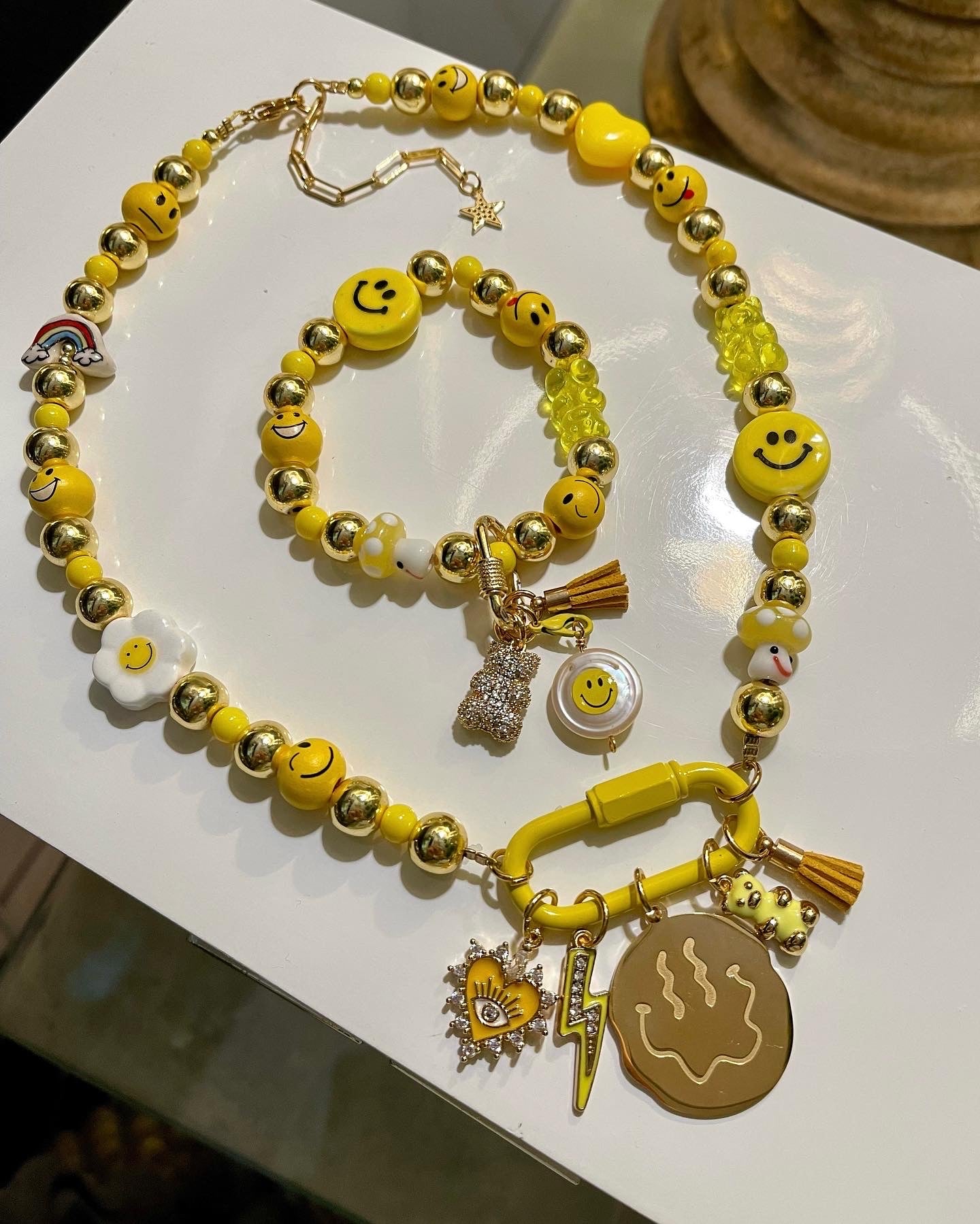 Yellow Happy Vibes Necklace & Bracelet (Sold Separately)