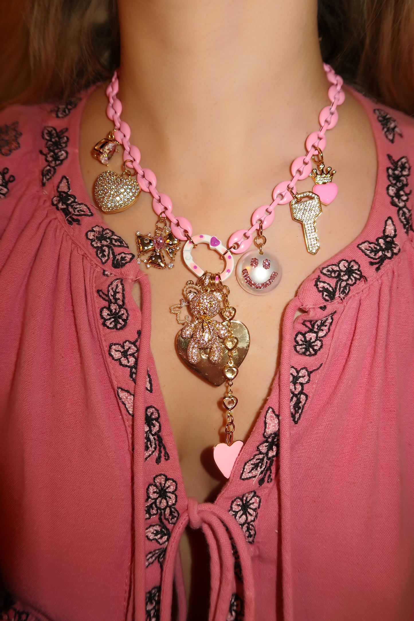 Cute Pink & Charms Necklace