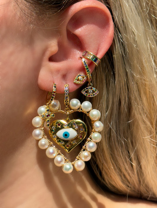 Sparkly Rainbow Eye Earrings