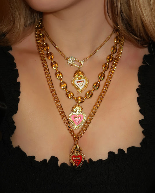 Sacred Heart Necklaces (Choose Style of Chain & Heart Color)