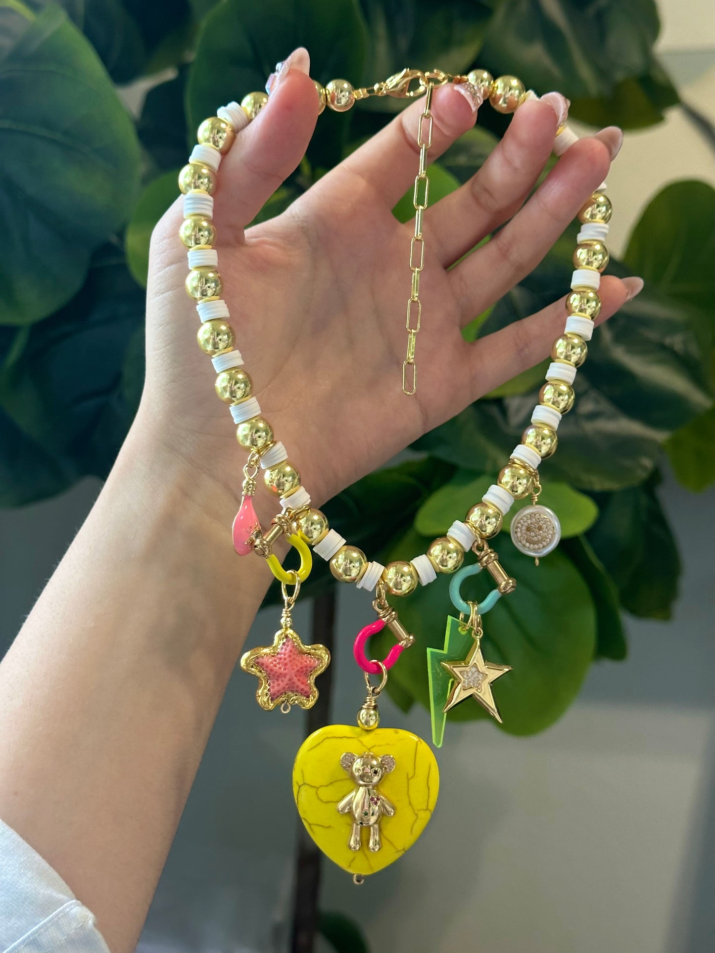 Colorful Charms Yellow Heart Necklace