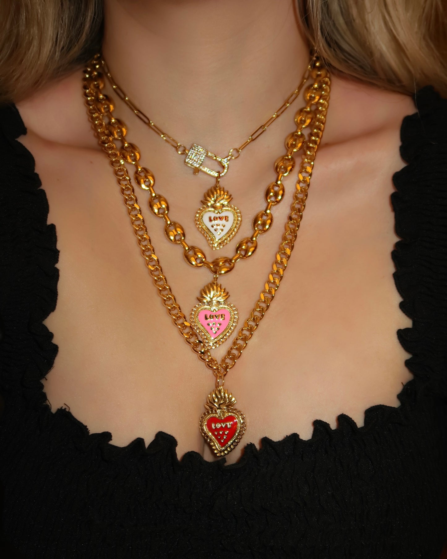 Sacred Heart Necklaces (Choose Style of Chain & Heart Color)