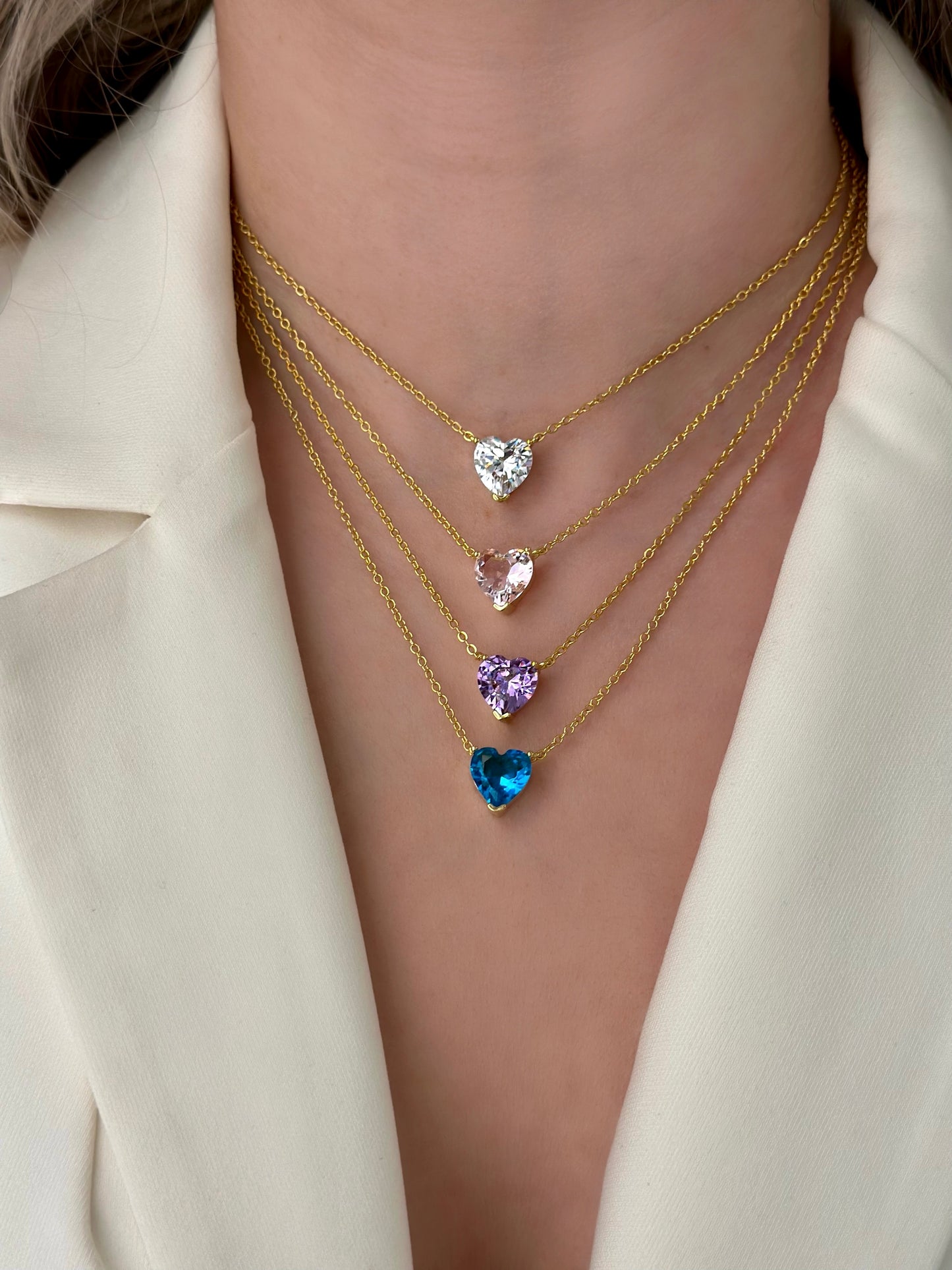 Dainty Diamond Heart Necklaces (Sold Separately)