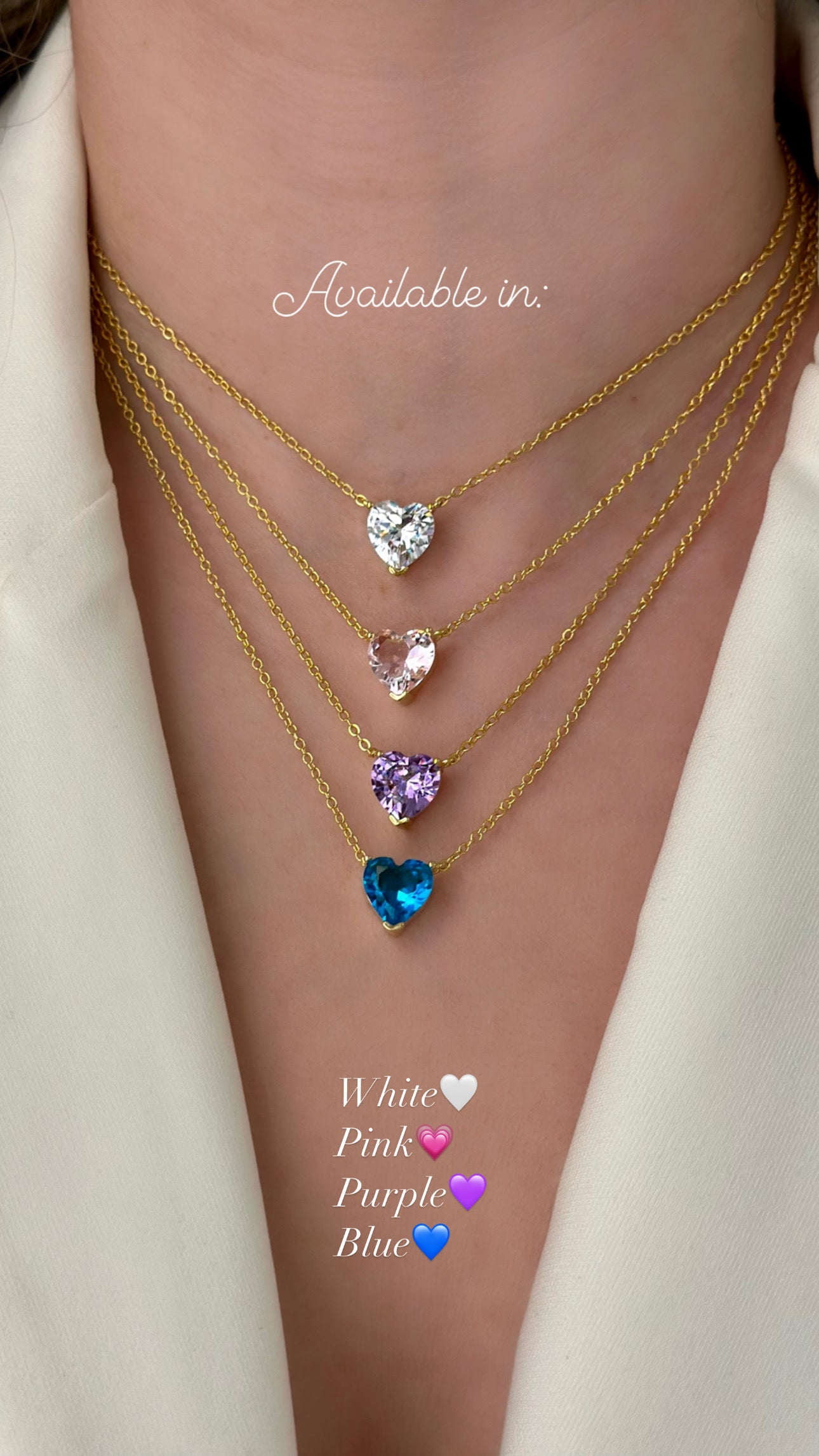 Dainty Diamond Heart Necklaces (Sold Separately)