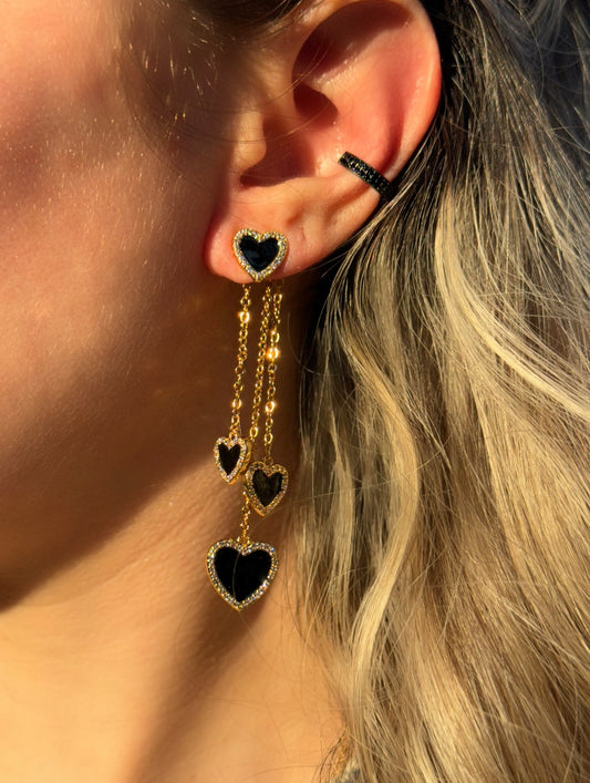 Black Hearts Earrings & Black Diamond Cuff