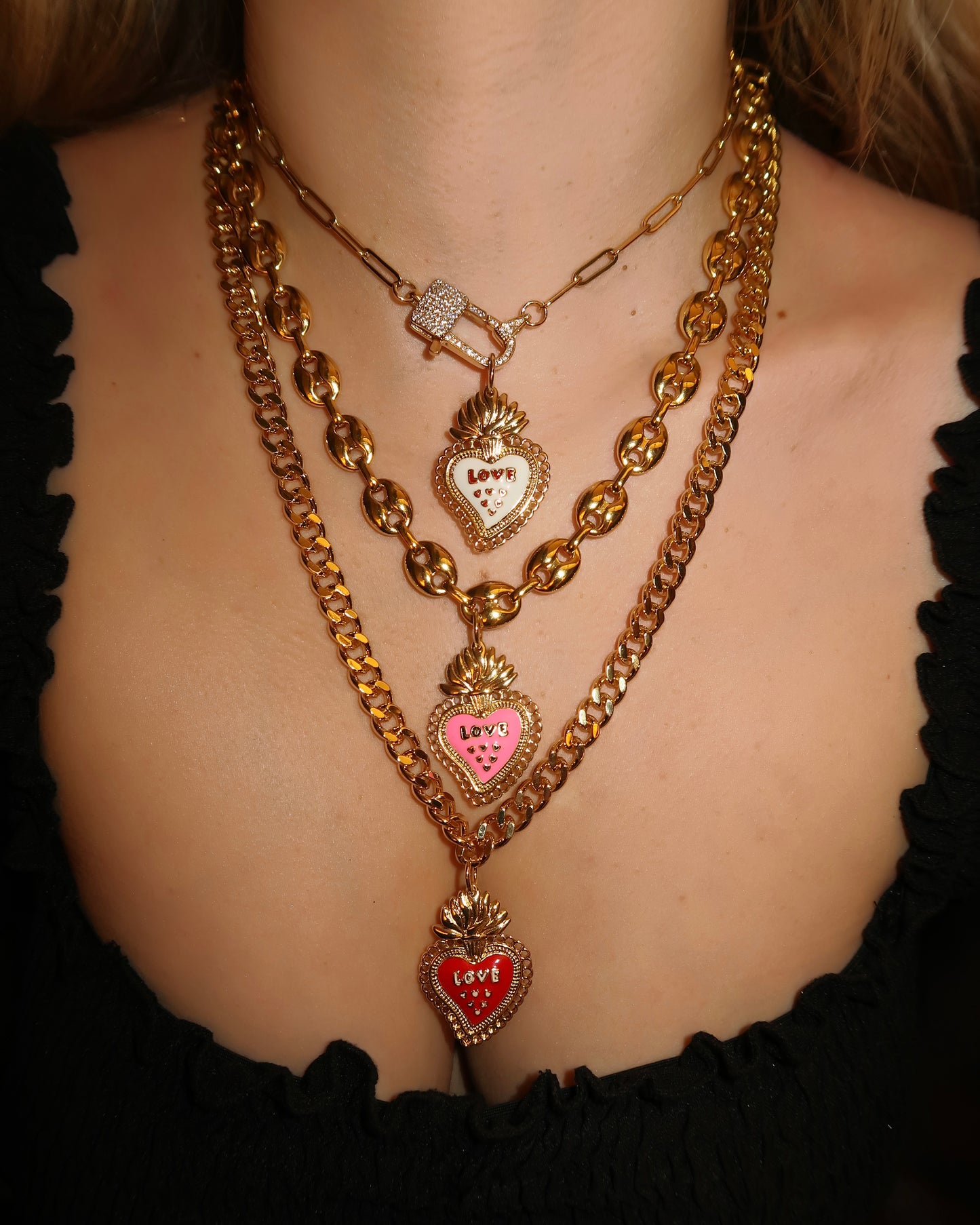 Sacred Heart Necklaces (Choose Style of Chain & Heart Color)