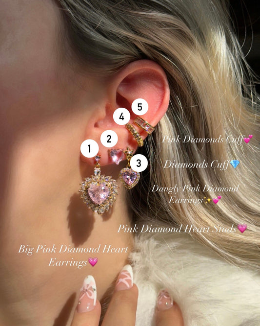 Pink Diamond Heart Earrings