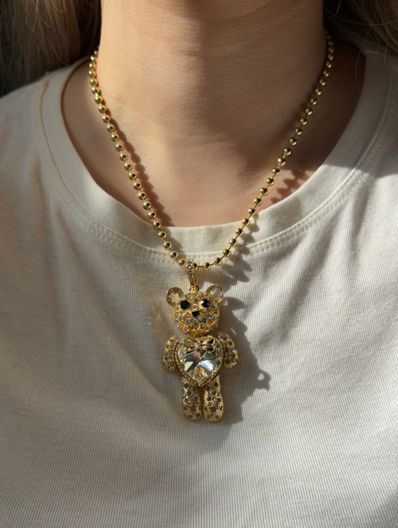 Sparkly Bear Chain Necklace