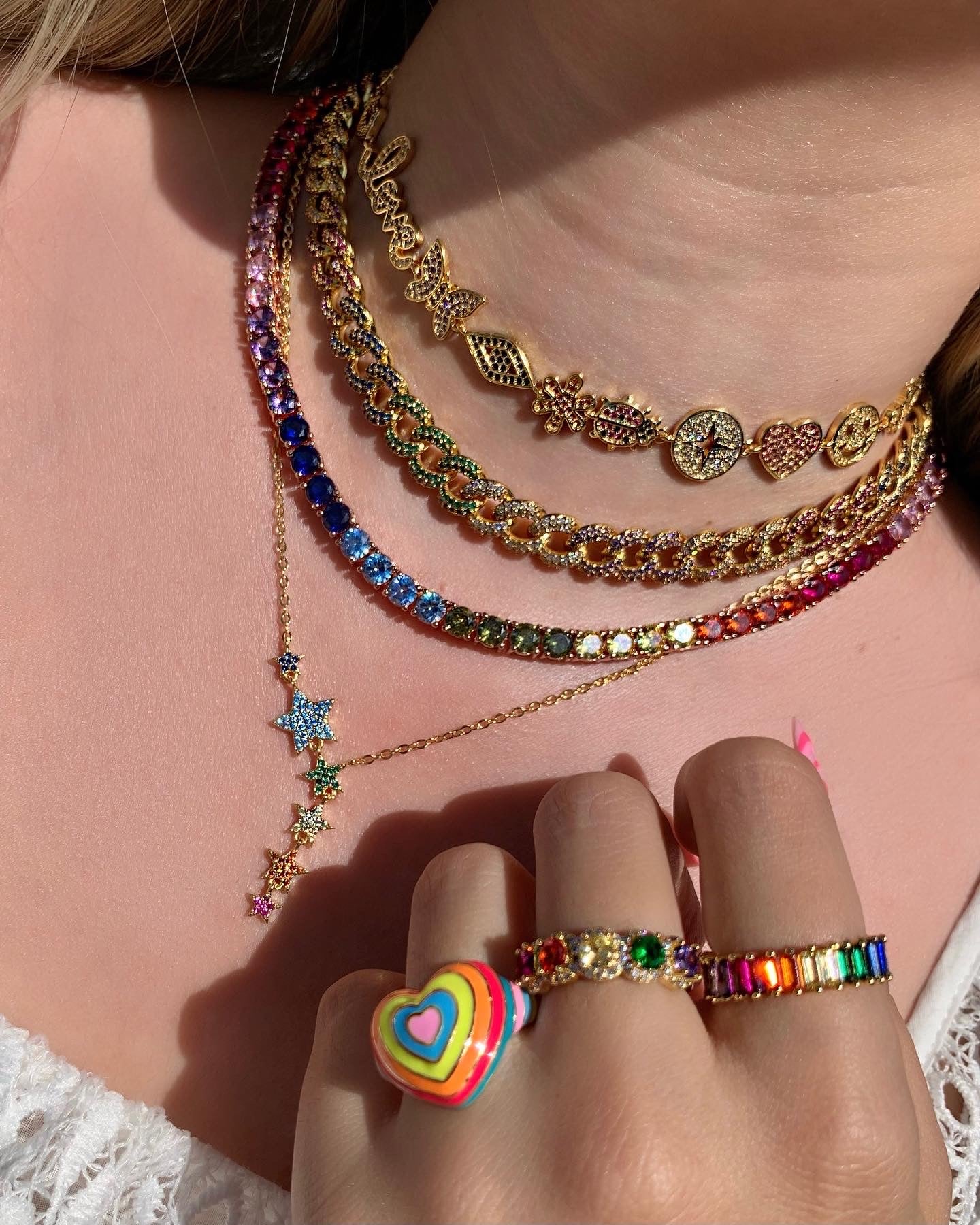 Rainbow Diamond Necklaces