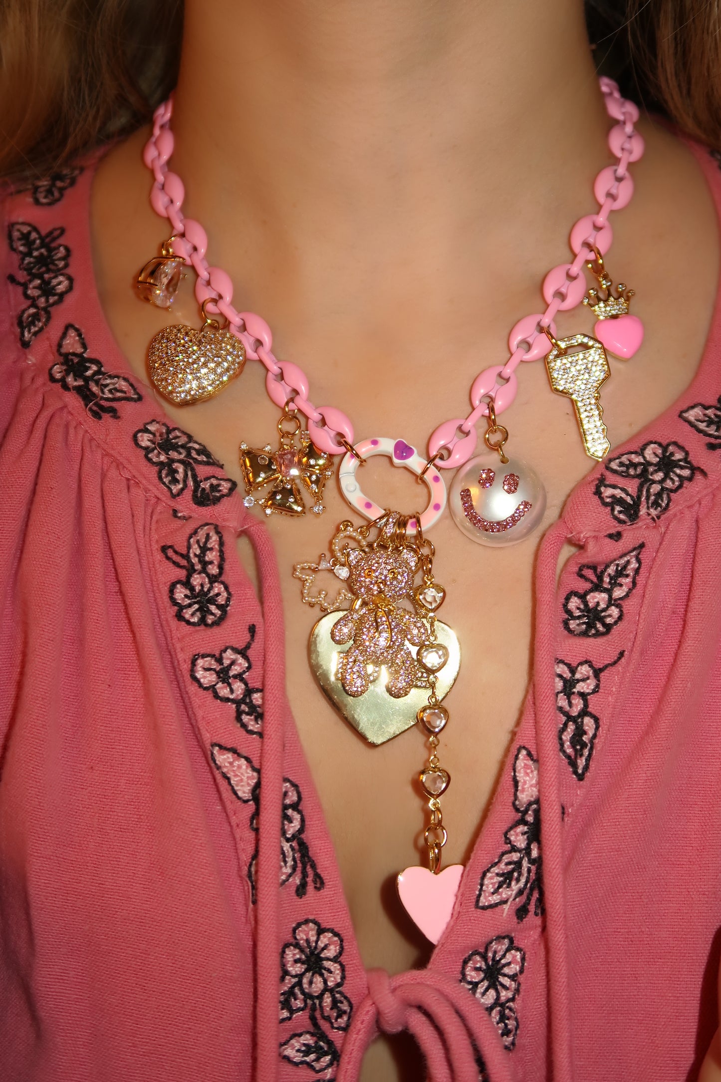 Cute Pink & Charms Necklace