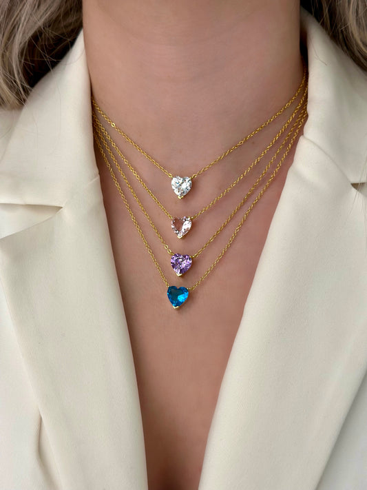 Dainty Diamond Heart Necklaces (Sold Separately)