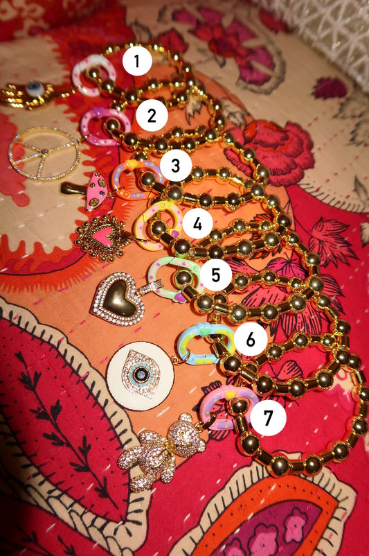 Gold Beaded Lock Charm Bracelets