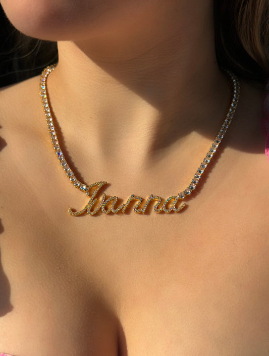 Personalized Diamond Name Tennis Chain Necklace