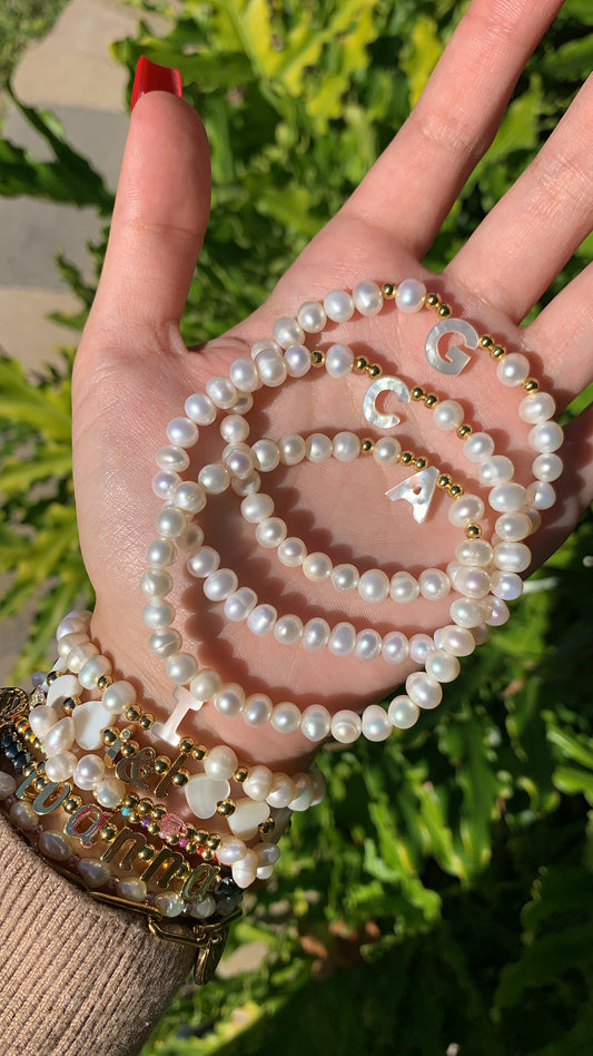 Mother of Pearl Initial Bracelet