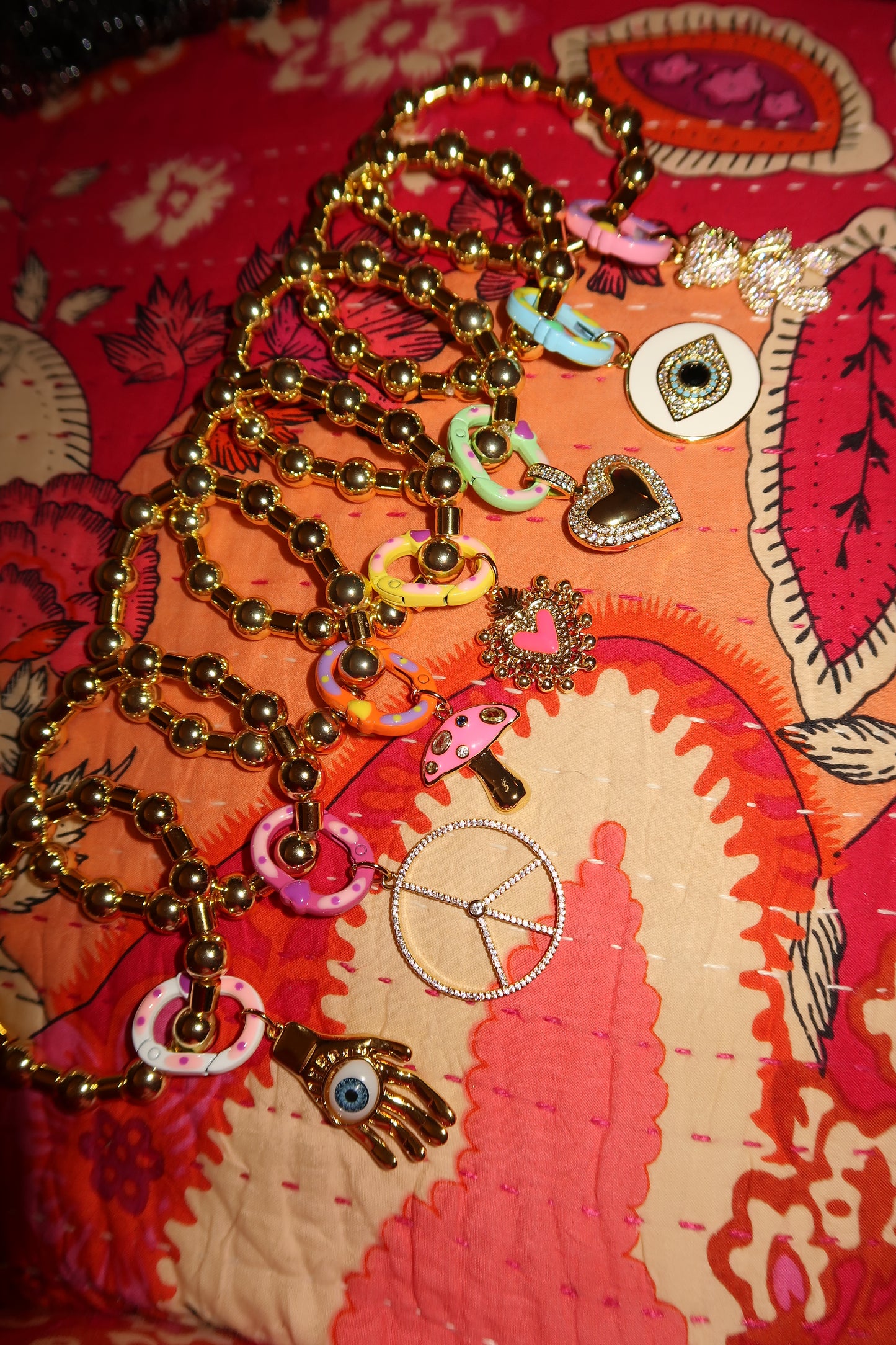 Gold Beaded Lock Charm Bracelets