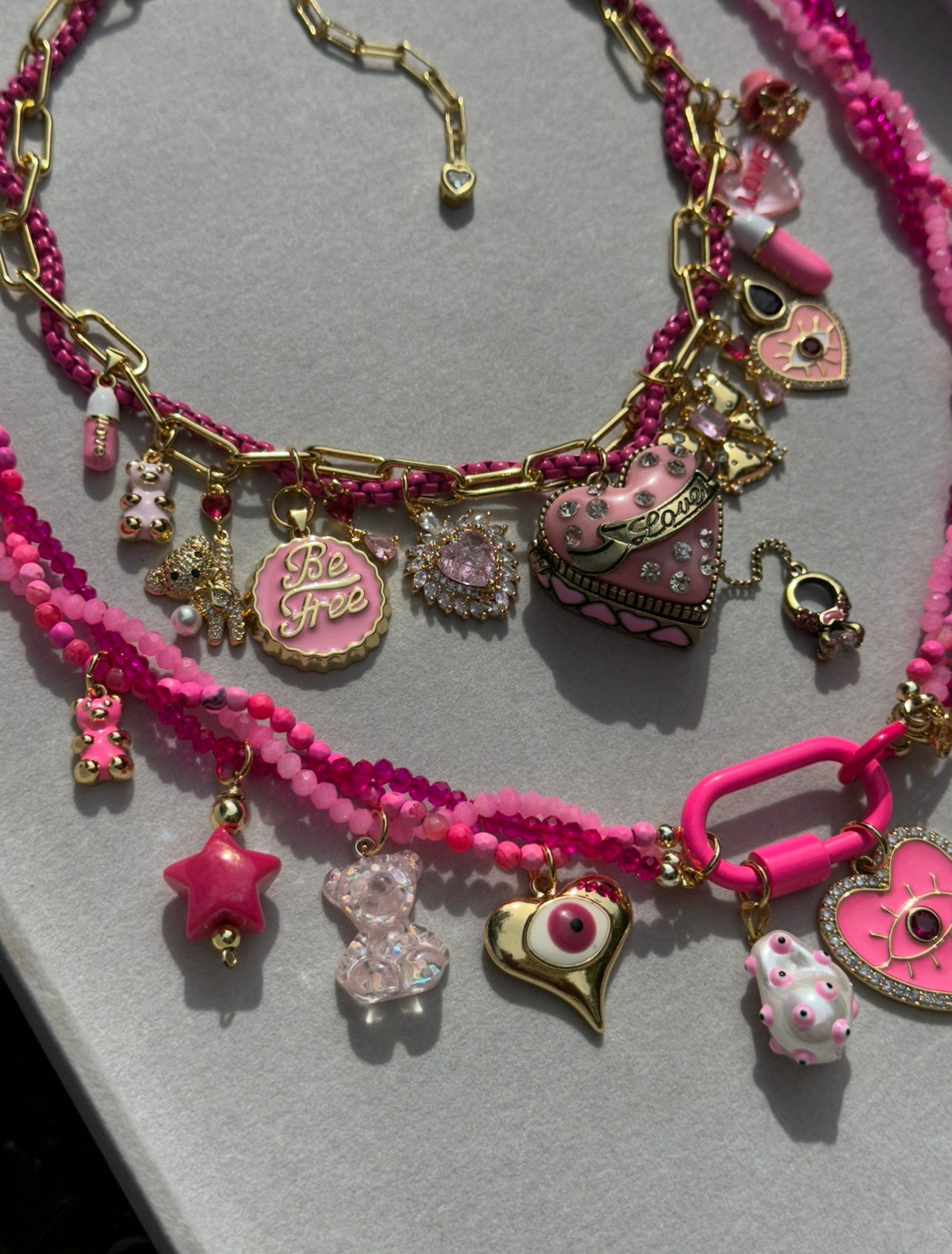 Pink Charm Necklaces