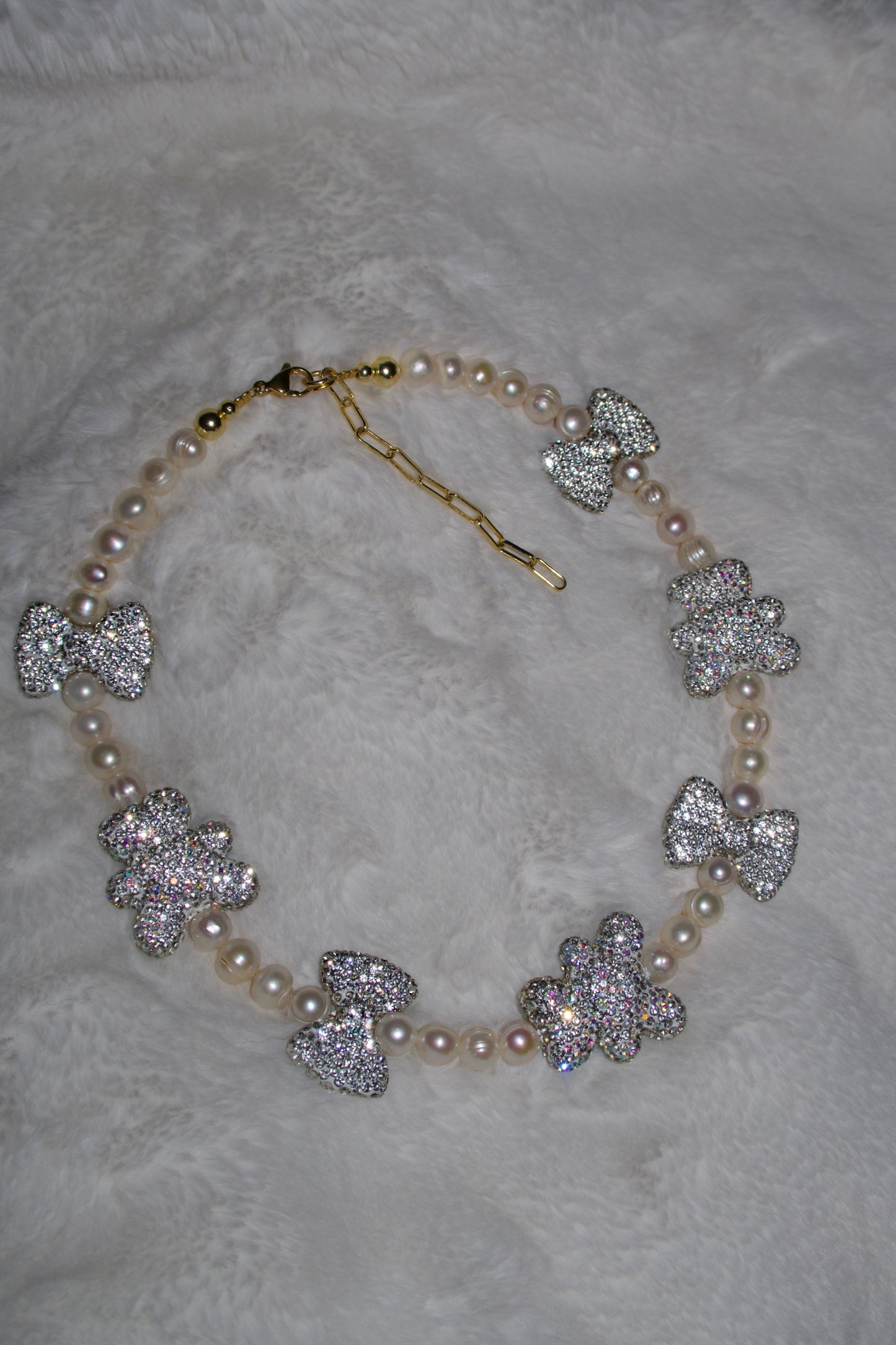 Bling Bears & Bows Pearl Necklace✨🧸🎀